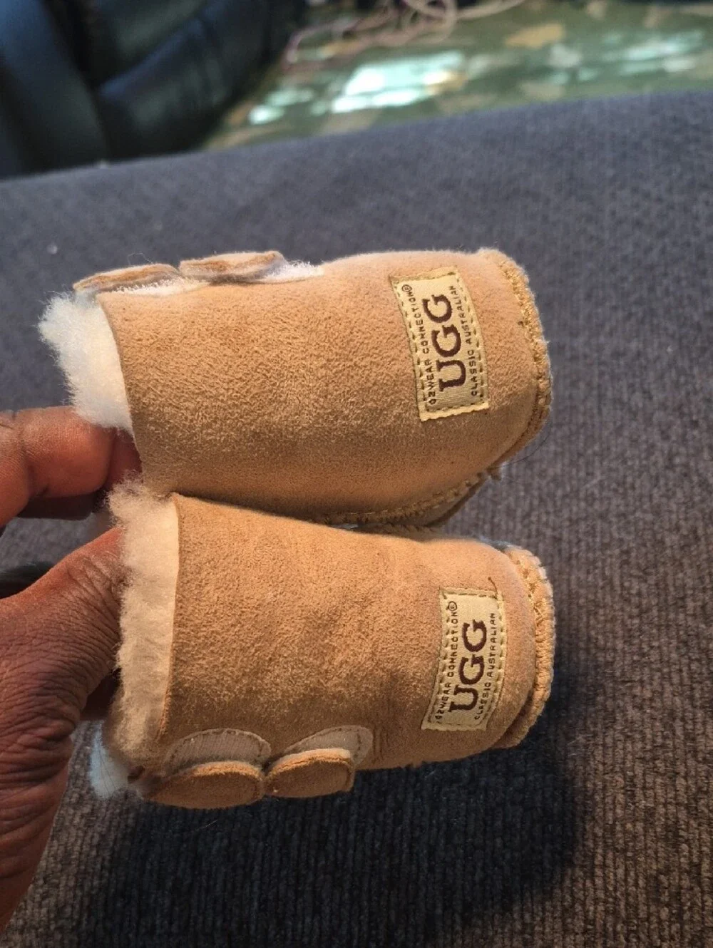 UGG Kids Shearling Lined Suede Boots in Tan